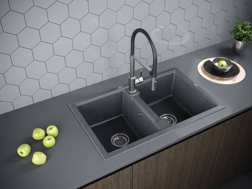 طرحی دیگر از سینک گرانیتی دو لگن 